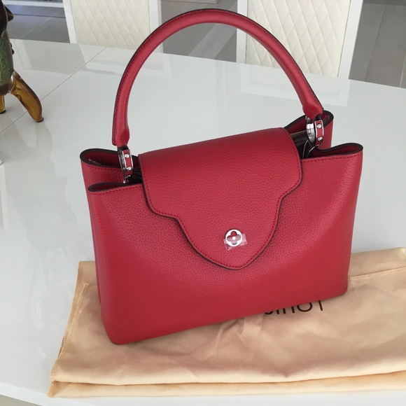Fashion LV Taurillon Capucines Leather Red Bag